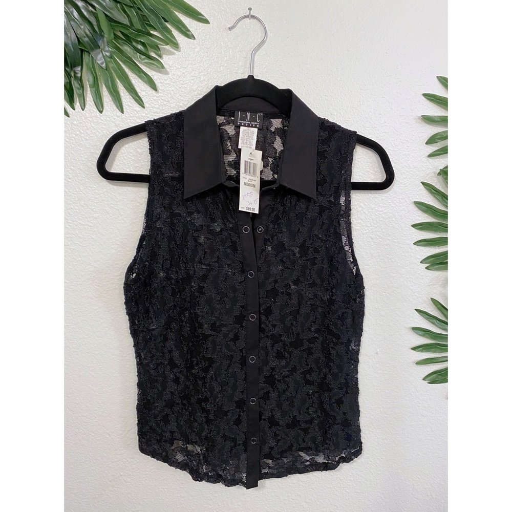 INC international concepts black lace button top